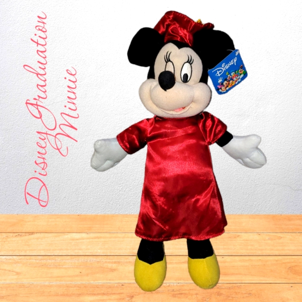 NWT-Vintage Disney Minnie Mouse Graduation 16" Plush Toy Doll. Gift. Collectible